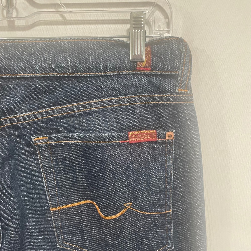 7 For All Mankind Flare Jeans Dark Wash Made in USA Size 31 (34x33) - Picture 6 of 10